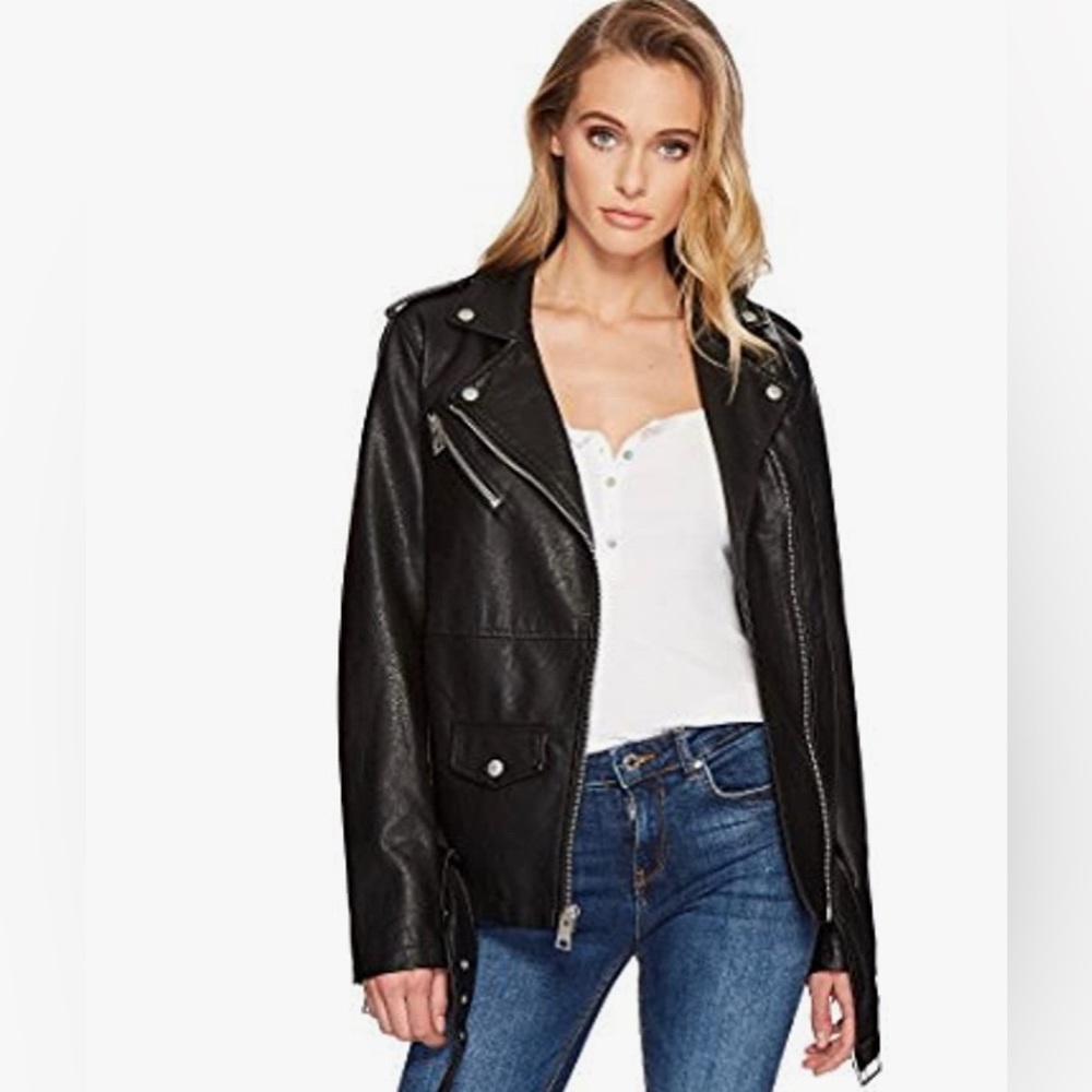 Levi Strauss Long line faux leather motorcycle  jacket NWOT